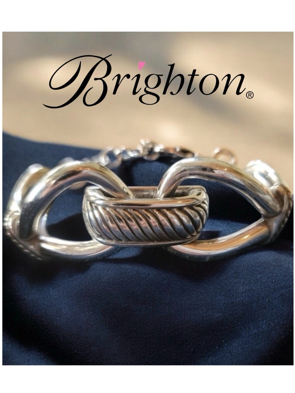 🌟CLEARANCE🌟 BRIGHTON Silver Tone Double Link with Knott Bracelet Cable Chunky